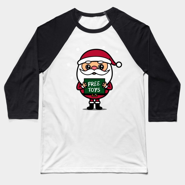 Cute Kawaii Christmas Santa Claus Giving Toys Baseball T-Shirt by BoggsNicolas